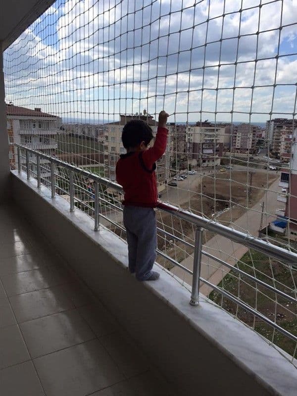 Children safety net on residential balcony